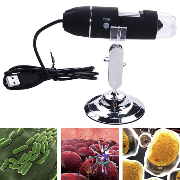 USB Digital Microscope with 0.3MP Image Sensor and 1000X Magnifying Glass with 8 LEDs and Professional Stand, 1000X