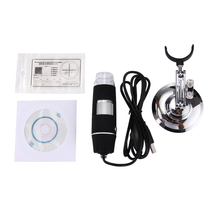 USB Digital Microscope with 0.3MP Image Sensor and 1000X Magnifying Glass with 8 LEDs and Professional Stand, 1000X