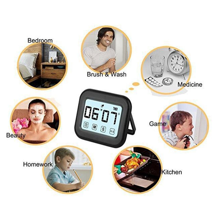 Timer da cucina Sveglia digitale Ampio touch screen LCD dotato di luce notturna per cucinare