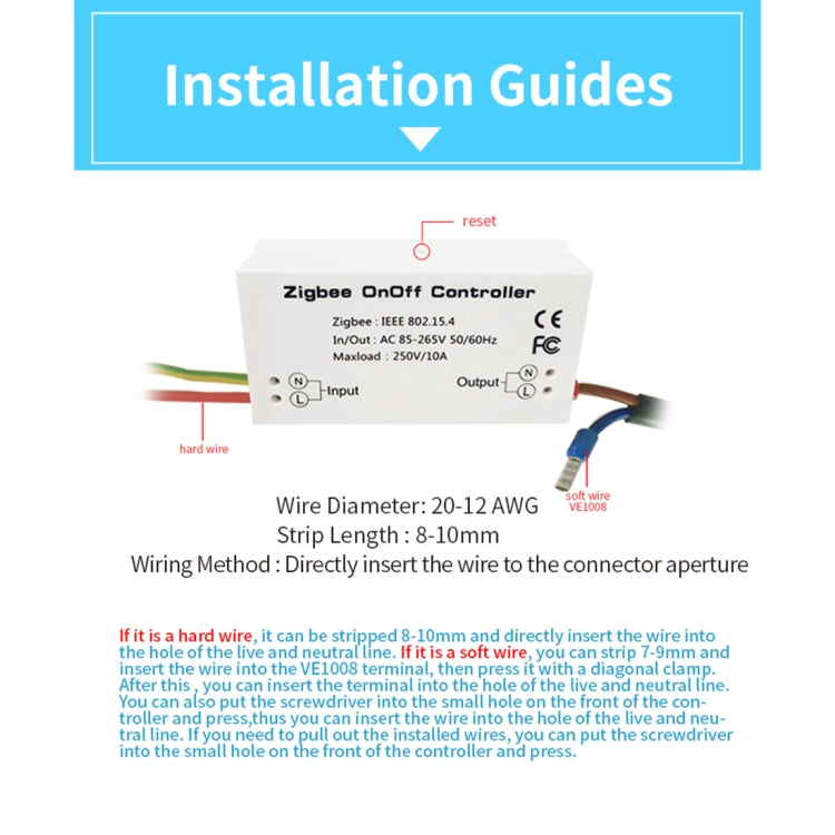 Controller switch wireless intelligente Zigbee 85-265V 50-60Hz