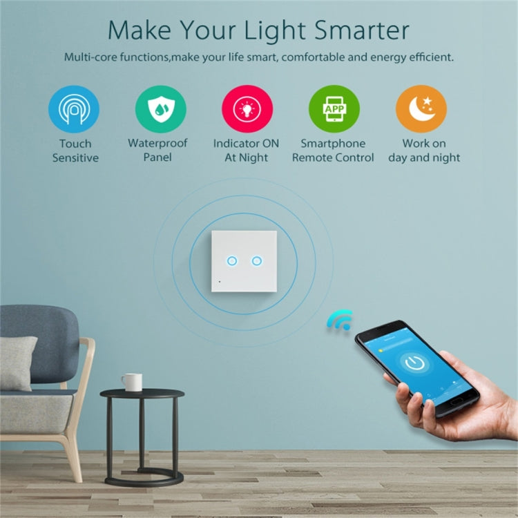 NEO NAS-SC02W EU 2Gang Wireless WiFi Smart Light Control Switch, 2 Gang