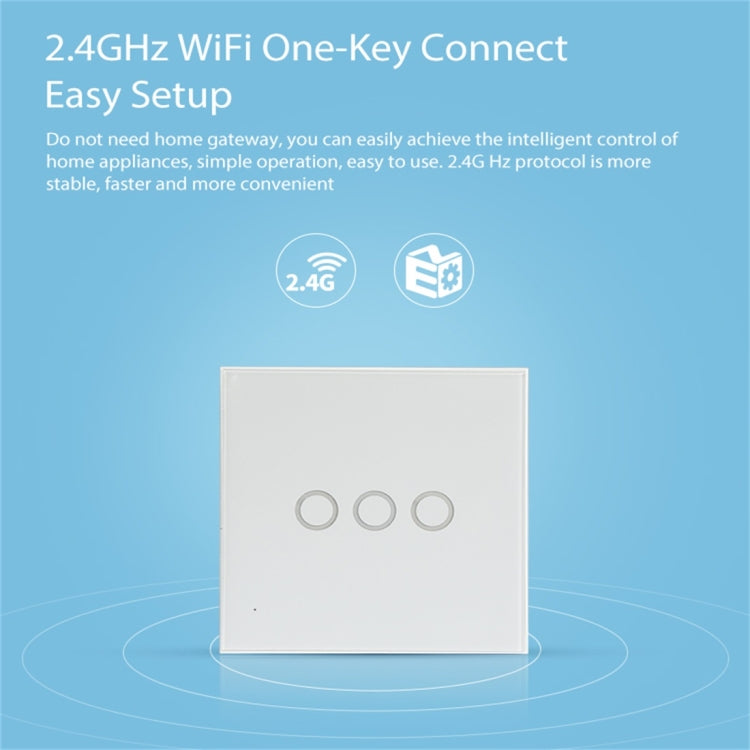 Interruttore luce smart WiFi 3 gang UE 5A touch