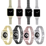 Cinturino per orologio in acciaio inossidabile con diamanti colorati per Apple Watch Serie 7 41 mm / 6 e SE e 5 e 4 40 mm / 3 e 2 e 1 38 mm