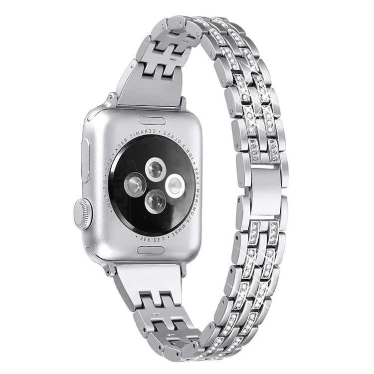 Cinturino per orologio in acciaio inossidabile con diamanti colorati per Apple Watch Serie 7 45 mm / 6 e SE e 5 e 4 44 mm / 3 e 2 e 1 42 mm