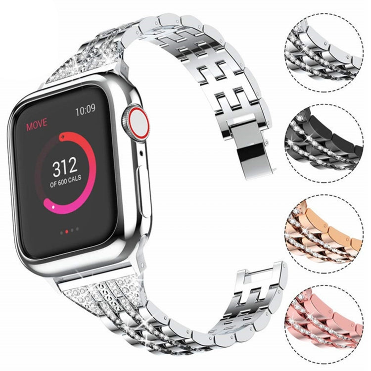 Cinturino per orologio in acciaio inossidabile con diamanti colorati per Apple Watch Serie 7 45 mm / 6 e SE e 5 e 4 44 mm / 3 e 2 e 1 42 mm