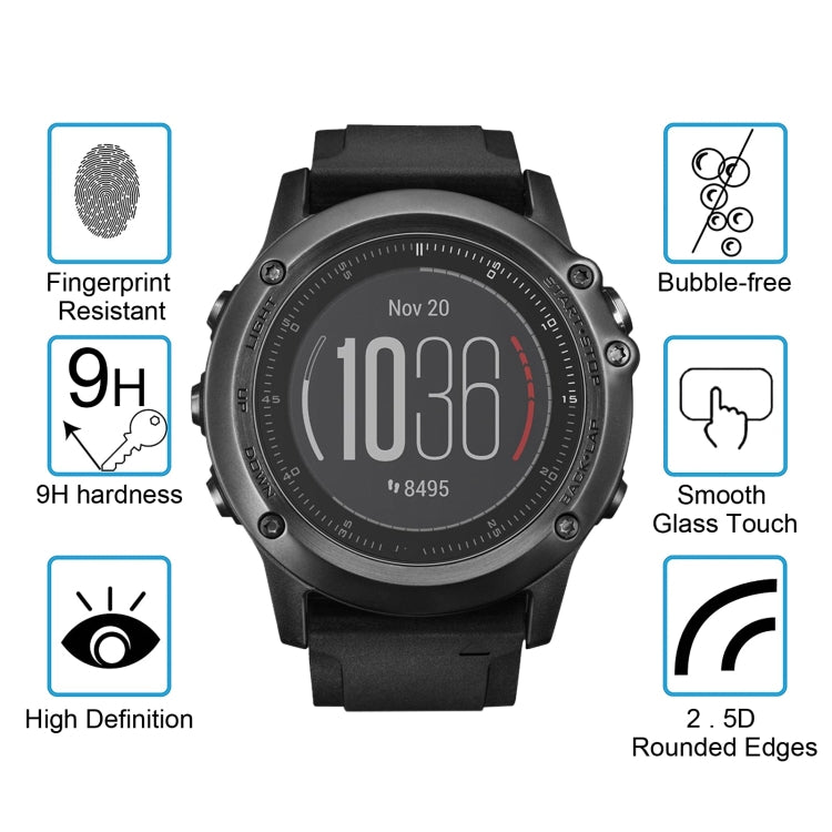 ENKAY Hat-Prince per Garmin Fenix 3 HR Smart Watch 0,2 mm 9H Durezza superficiale 2,15D Pellicola in vetro temperato con bordo curvo