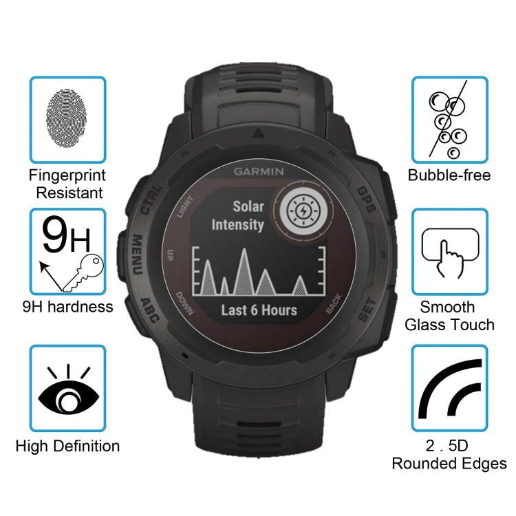 Per la pellicola protettiva in vetro temperato Garmin Instinct da 0,26 mm 2.5D 9H, For Garmin Instinct
