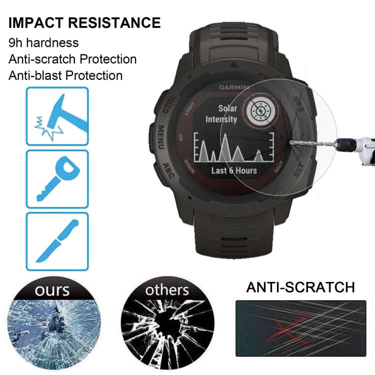 Per la pellicola protettiva in vetro temperato Garmin Instinct da 0,26 mm 2.5D 9H, For Garmin Instinct