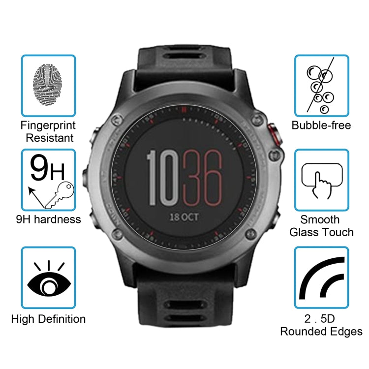 Per Garmin Fenix 3 0.26mm 2.5D 9H Pellicola protettiva per schermo in vetro temperato, For Garmin Fenix 3