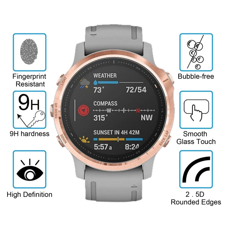 Per Garmin Fenix 6S 0,26 mm 2,5 D 9 H pellicola proteggi schermo in vetro temperato, For Garmin Fenix 6S