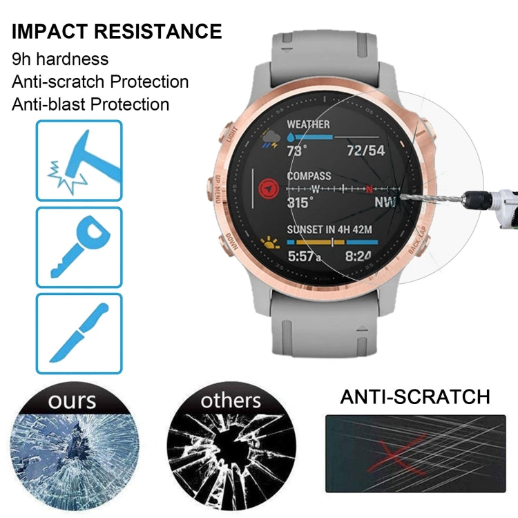 Per Garmin Fenix 6S 0,26 mm 2,5 D 9 H pellicola proteggi schermo in vetro temperato, For Garmin Fenix 6S