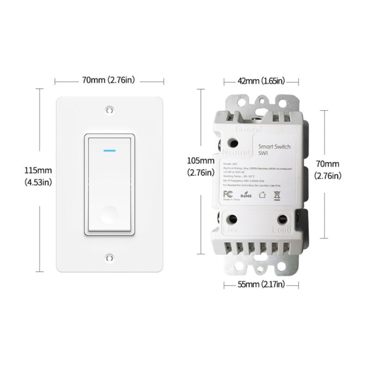 Type 120 WiFi Smart Wall Touch Switch, US Plug