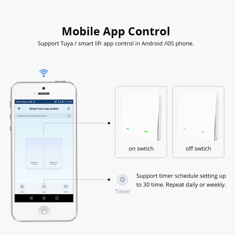 2 Button Smart Switch Smart Wall Switch, 2 Buttons