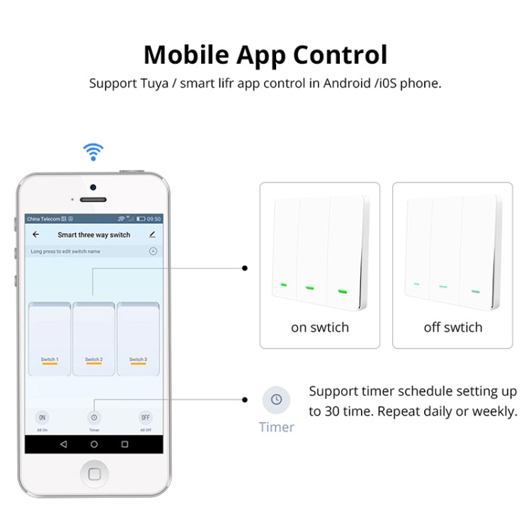 3 Button Smart Switch Smart Wall Switch, 3 Buttons