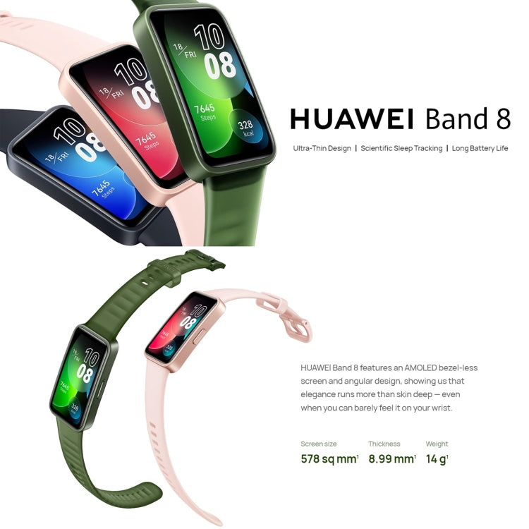 HUAWEI Band 8 Smart Watch AMOLED standard da 1,47 pollici, supporto frequenza cardiaca / pressione sanguigna / ossigeno nel sangue / monitoraggio del sonno, HUAWEI Band 8 Standard