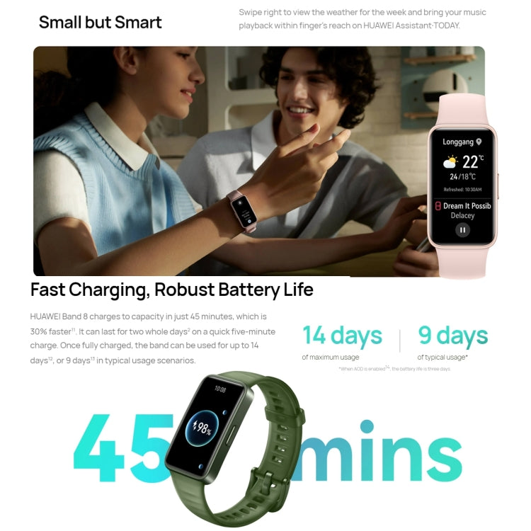 HUAWEI Band 8 Smart Watch AMOLED standard da 1,47 pollici, supporto frequenza cardiaca / pressione sanguigna / ossigeno nel sangue / monitoraggio del sonno, HUAWEI Band 8 Standard