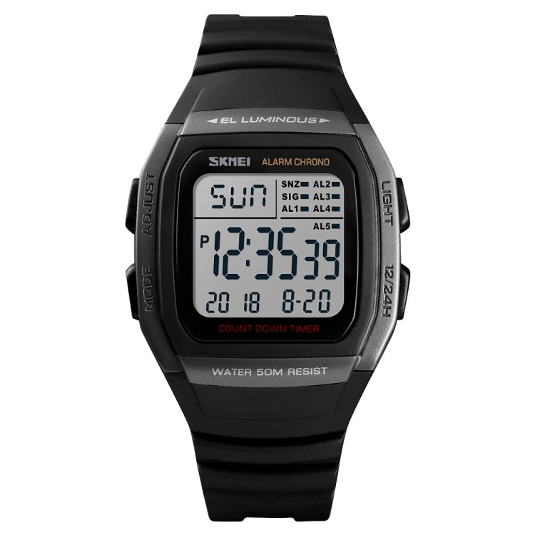 SKMEI 1278 Orologio digitale impermeabile da esterno alla moda da 50 m Orologio da polso sportivo per studenti Supporto 5 sveglie di gruppo (Titanio), SKMEI 1278