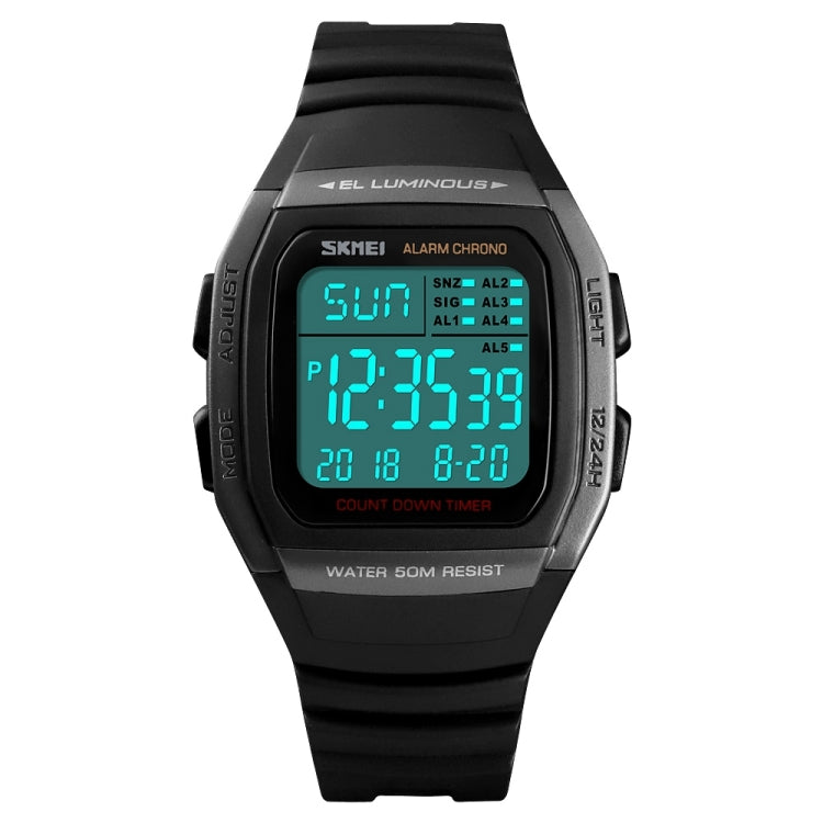 SKMEI 1278 Orologio digitale impermeabile da esterno alla moda da 50 m Orologio da polso sportivo per studenti Supporto 5 sveglie di gruppo (Titanio), SKMEI 1278
