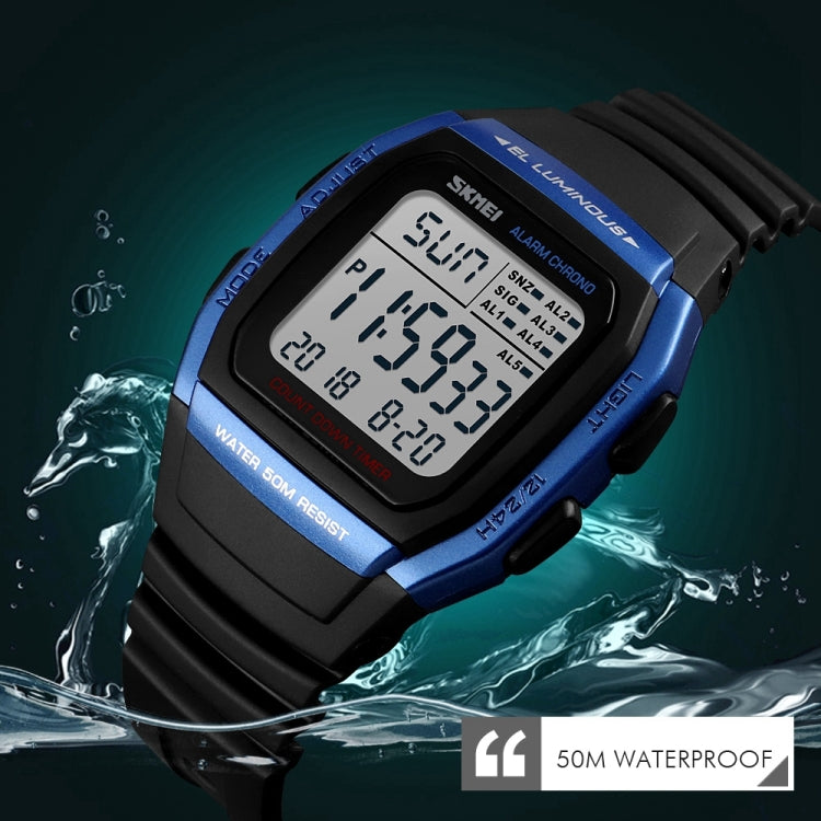SKMEI 1278 Orologio digitale impermeabile da esterno alla moda da 50 m Orologio da polso sportivo per studenti Supporto 5 sveglie di gruppo (Titanio), SKMEI 1278