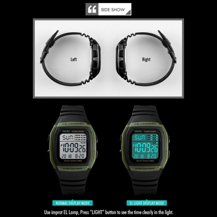 SKMEI 1278 Orologio digitale impermeabile da esterno alla moda da 50 m Orologio da polso sportivo per studenti Supporto 5 sveglie di gruppo (Titanio), SKMEI 1278