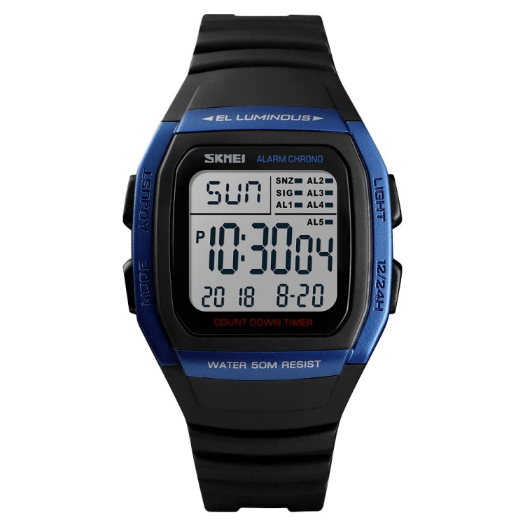SKMEI 1278 Orologio digitale impermeabile da esterno alla moda da 50 m Orologio da polso sportivo per studenti Supporto 5 sveglie di gruppo