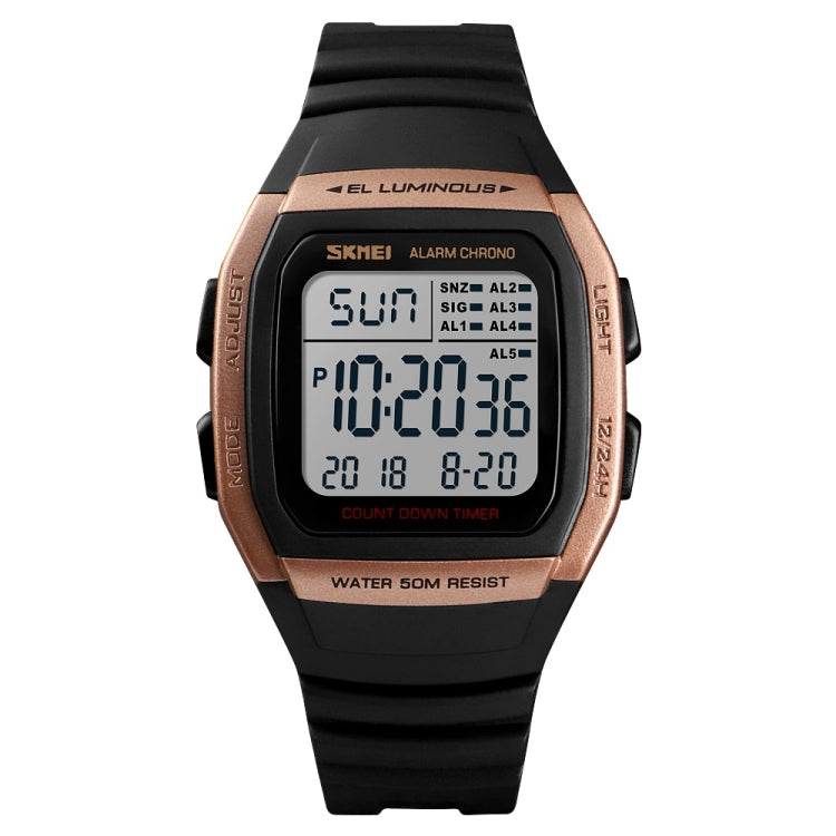 SKMEI 1278 Orologio digitale impermeabile da esterno alla moda da 50 m Orologio da polso sportivo per studenti Supporto 5 sveglie di gruppo