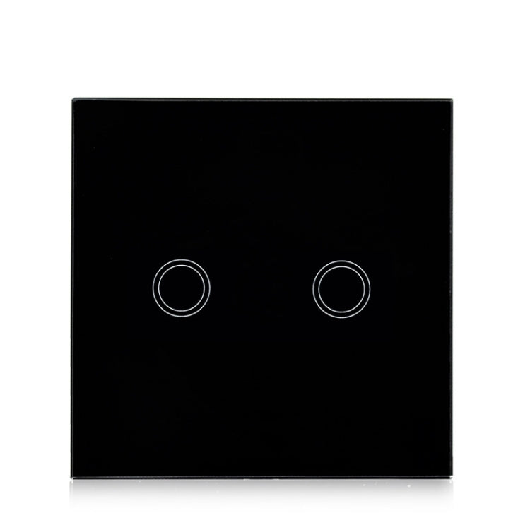 86mm 2 Gang Tempered Glass Panel Wall Switch Smart Home Light Touch Switch with RF433 Remote Control, AC 110V-240V, 86mm 2 Gang/Black