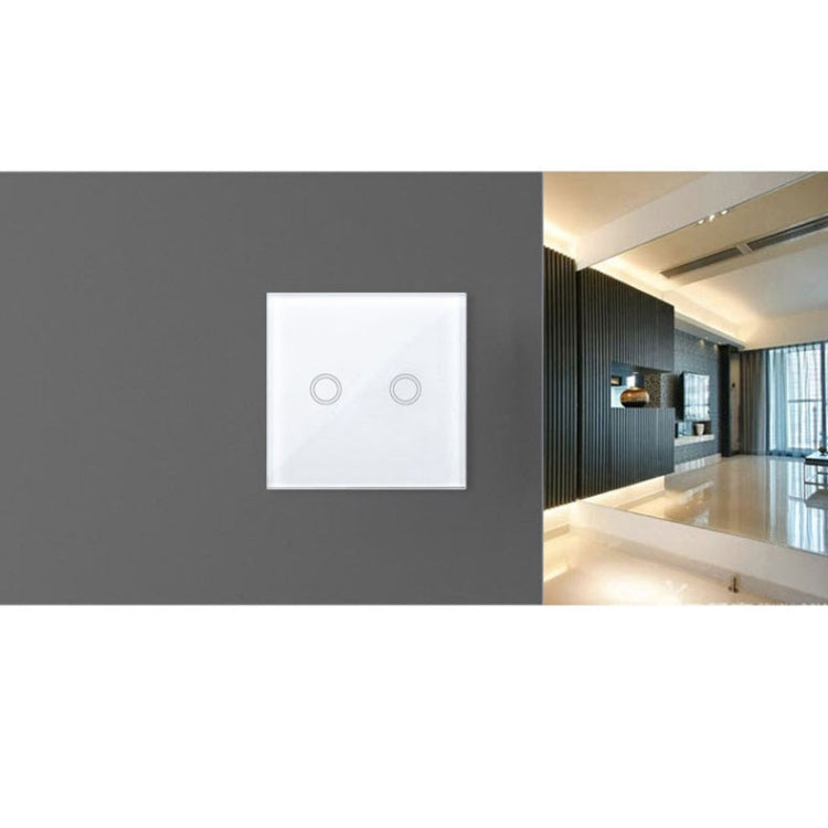 86mm 2 Gang Tempered Glass Panel Wall Switch Smart Home Light Touch Switch with RF433 Remote Control, AC 110V-240V, 86mm 2 Gang/Black