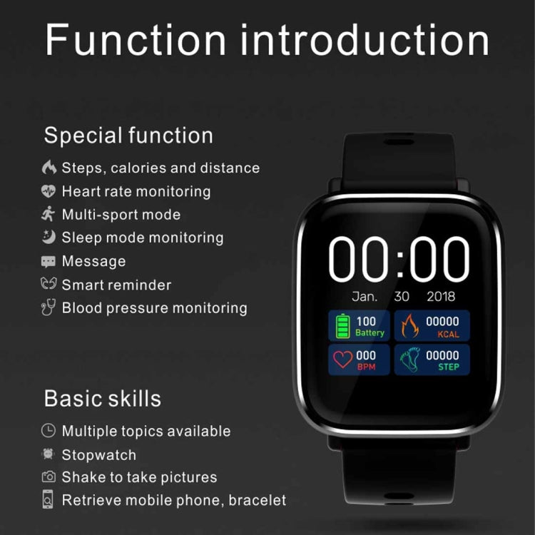 Q58S Touchscreen TFT da 1,3 pollici IP67 Smartwatch impermeabile, supporto promemoria chiamata/monitoraggio della frequenza cardiaca/monitoraggio della pressione sanguigna/monitoraggio del sonno