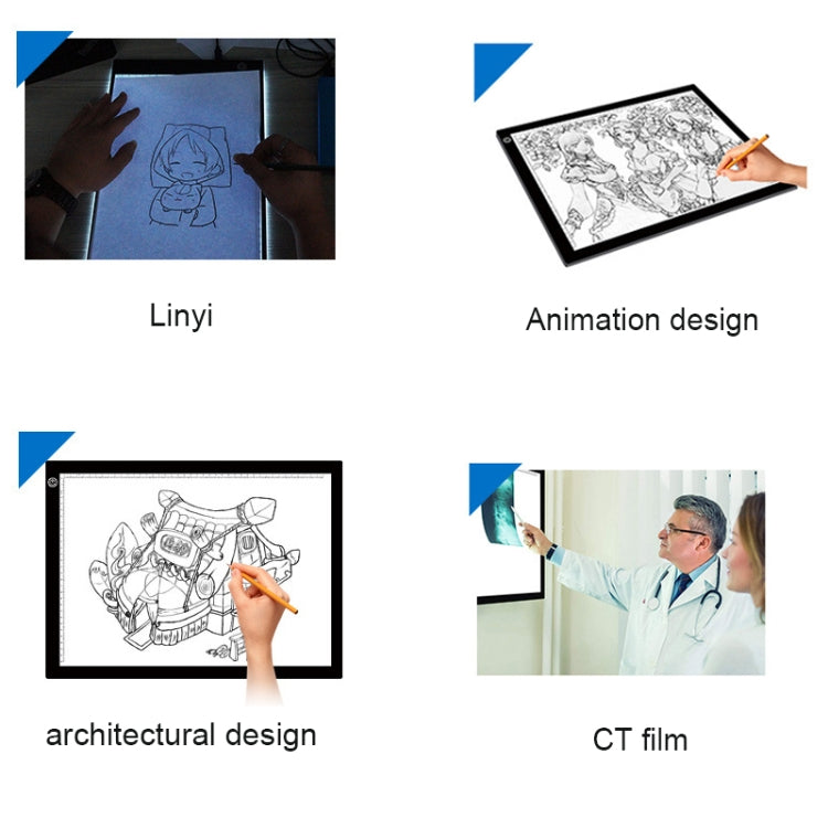 8W 5V LED USB Three Level of Brightness Dimmable A3 Scale Acrylic Sketch Boards Anime Sketch Drawing Sketchpad with USB Cable, Three Level of Brightness Dimmable with USB Cable