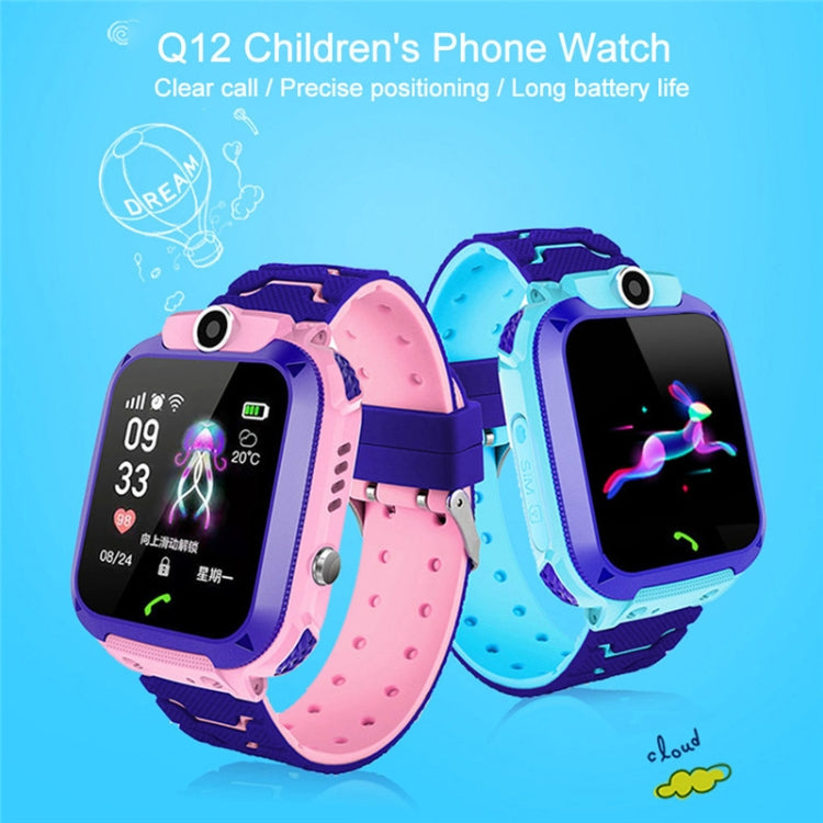 Smartwatch Q12 con schermo a colori da 1,44 pollici per bambini, non impermeabile, supporto posizionamento LBS / composizione bidirezionale / SOS / monitoraggio vocale / APP Setracker