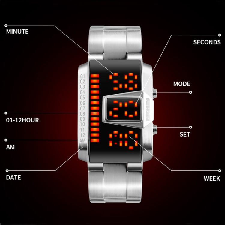 SKMEI 1179 Orologio digitale LED impermeabile nottilucente per sport all'aria aperta multifunzionale