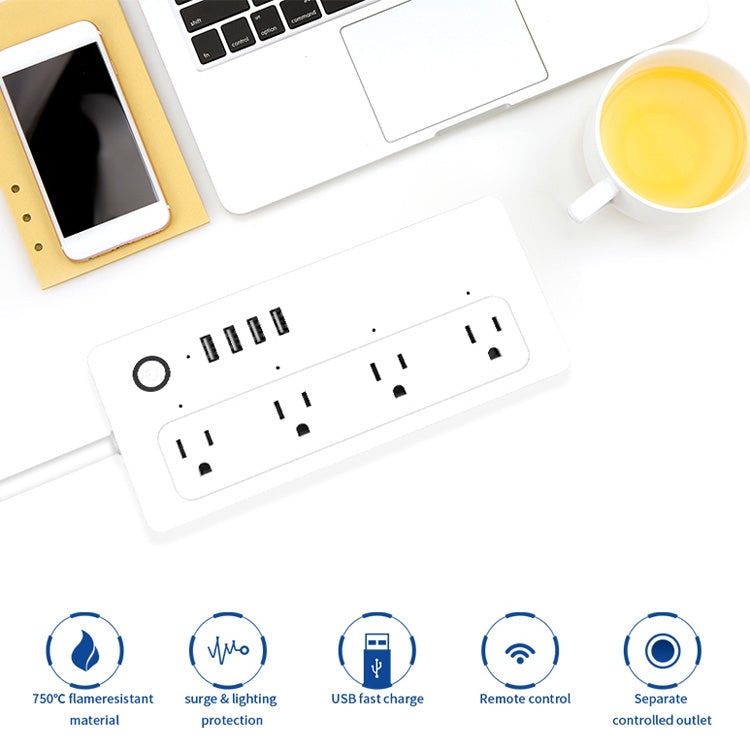 XS-A24 WiFi Smart Power Plug Presa di corrente Telecomando wireless Interruttore di alimentazione con porta USB, compatibile con Alexa e Google Home, supporto iOS e Android, presa americana