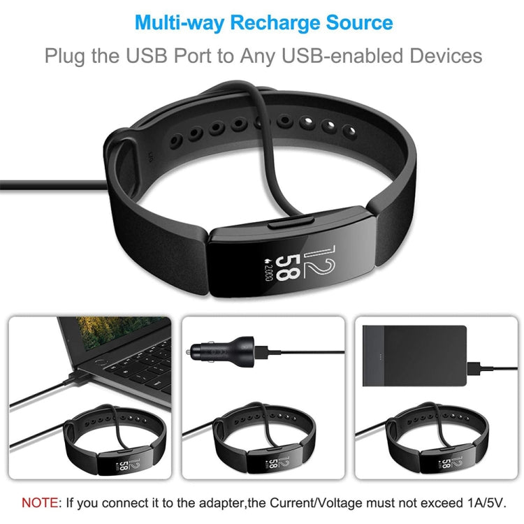 Caricatore USB ABS 1A 5V per Fitbit Inspire / Inspire HR, lunghezza cavo: 15 cm