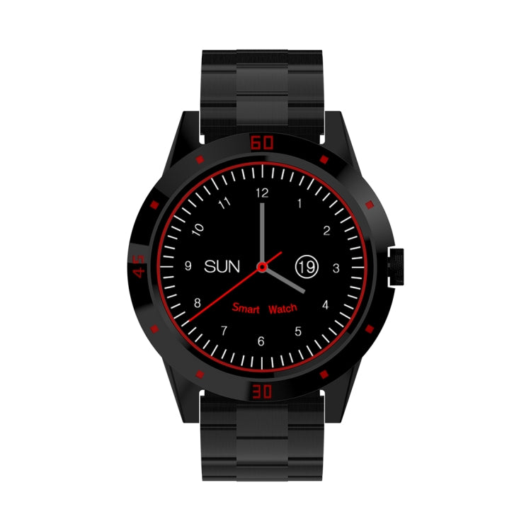 Smart Watch N6 Schermo TFT da 1,3 pollici MTK2502C Bluetooth4.0, cinturino in acciaio inossidabile, supporto cardiofrequenzimetro e contapassi, monitor del sonno e promemoria sedentario, Stainless Steel Watch Strap/Black                                ...