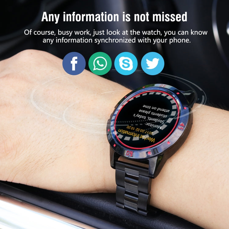 Smart Watch N6 Schermo TFT da 1,3 pollici MTK2502C Bluetooth4.0, cinturino in acciaio inossidabile, supporto cardiofrequenzimetro e contapassi, monitor del sonno e promemoria sedentario, Stainless Steel Watch Strap/Black                                ...
