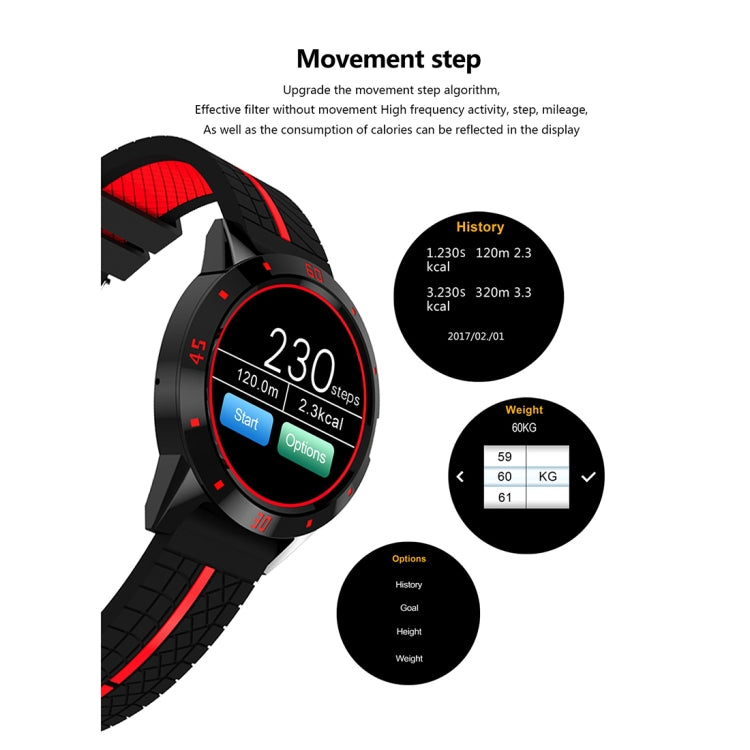 N6 Smart Watch Schermo TFT da 1,3 pollici MTK2502C Bluetooth4.0, cinturino in silicone, supporto cardiofrequenzimetro e contapassi, monitor del sonno e promemoria sedentario, Silicone Watch Strap/Red, Silicone Watch Strap/Yellow