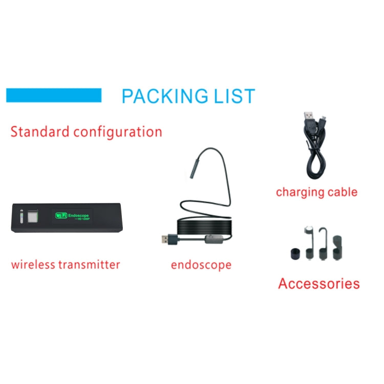 YPC110 8mm HD WiFi Endoscope Snake Pipe Inspection Camera 2.0MP Inspection Camera with 8 LEDs, IP68 Waterproof, Lens Diameter: 8mm, Length: 2m, Hard Line, 2m Hard Line