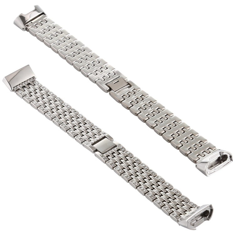 Per Fitbit Charge 3 cinturino in acciaio inossidabile tempestato di diamanti