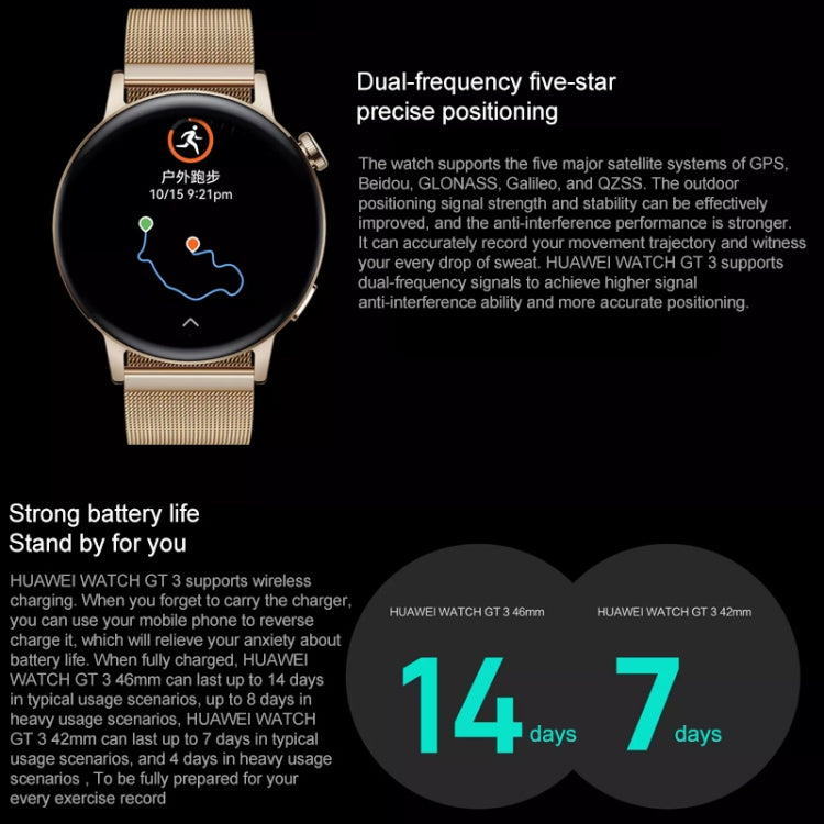 Smartwatch HUAWEI WATCH GT 3, cinturino intrecciato da 42 mm, schermo AMOLED da 1,32 pollici, supporto per monitoraggio della frequenza cardiaca/GPS/durata della batteria di 7 giorni/NFC, GT 3 42mm Pink