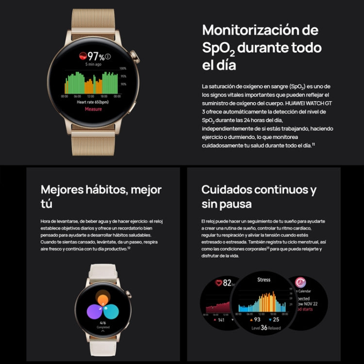 Smartwatch HUAWEI WATCH GT 3, cinturino intrecciato da 42 mm, schermo AMOLED da 1,32 pollici, supporto per monitoraggio della frequenza cardiaca/GPS/durata della batteria di 7 giorni/NFC, GT 3 42mm Pink