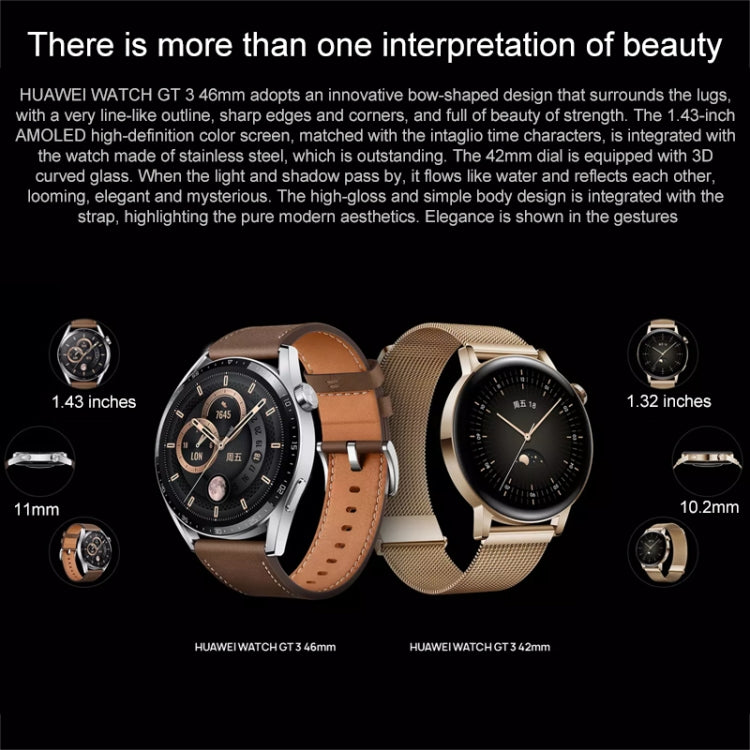 Smartwatch HUAWEI WATCH GT 3, cinturino intrecciato da 42 mm, schermo AMOLED da 1,32 pollici, supporto per monitoraggio della frequenza cardiaca/GPS/durata della batteria di 7 giorni/NFC, GT 3 42mm Pink