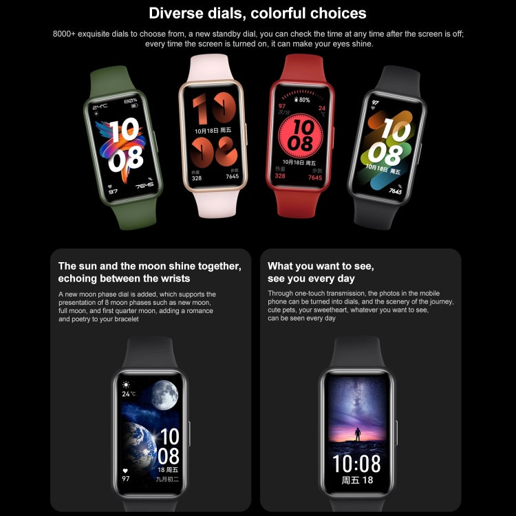 Originale HUAWEI Band 7 Standard Edition, smartwatch con schermo AMOLED da 1,47 pollici, supporto per monitoraggio dell'ossigeno nel sangue / durata della batteria di 14 giorni, Standard / Black, Standard / Pink, Standard / Green