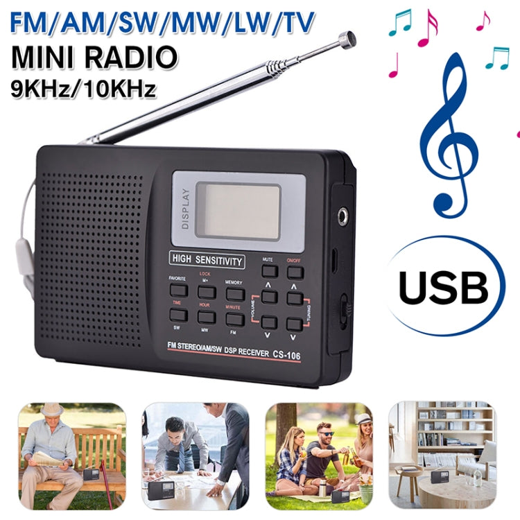 CS-106 Multifunctional Full Band Stereo Radio Receiver with 9KHZ Digital Demodulation, 9KHZ