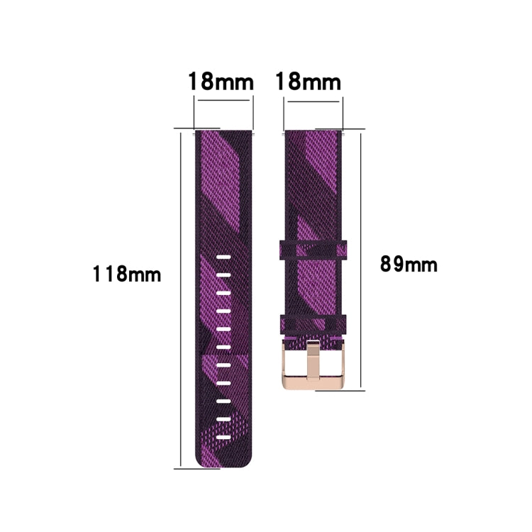 Cinturino da polso in nylon con trama a righe da 18 mm per Xiaomi Mi Watch, Garmin Vivomove 3s / Vivoactive 4s