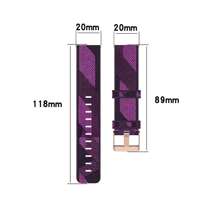 Cinturino per orologio con cinturino da polso in nylon con trama a strisce da 20 mm per Garmin Venu, Vivomove 3, Vivoactive 3, Forerunner 245/645