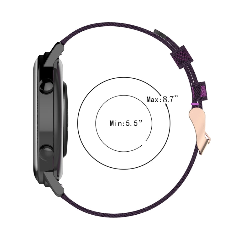 Cinturino per orologio con cinturino da polso in nylon con trama a righe da 20 mm per Huawei GT 2 42 mm / Honor Magic Watch 2 42 mm