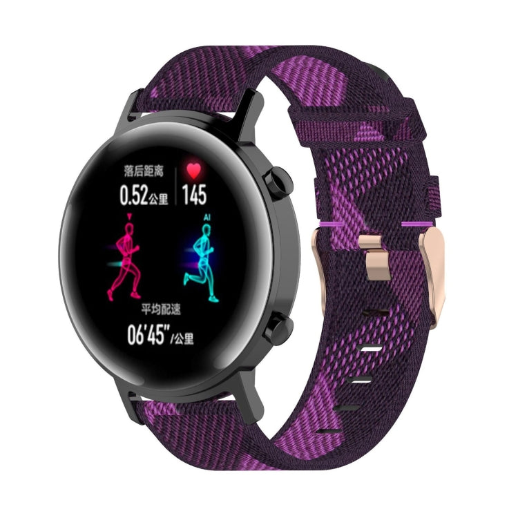 Cinturino per orologio con cinturino da polso in nylon con trama a righe da 20 mm per Huawei GT 2 42 mm / Honor Magic Watch 2 42 mm