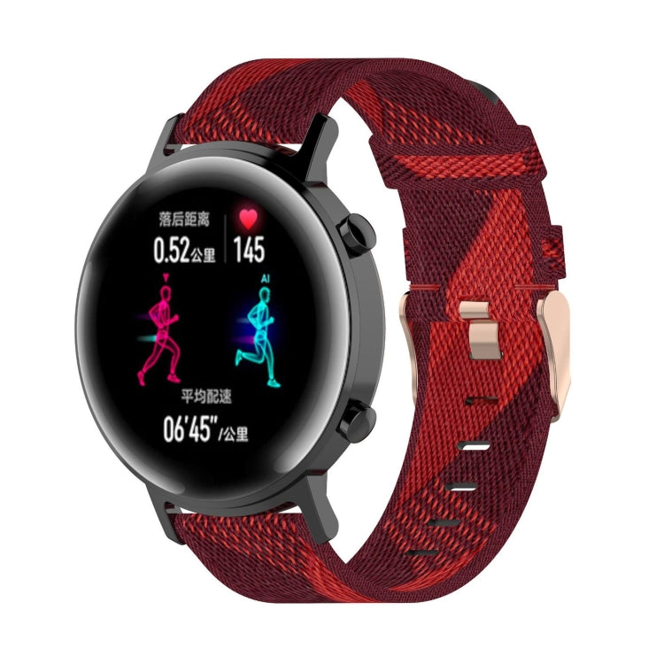 Cinturino per orologio con cinturino da polso in nylon con trama a righe da 20 mm per Huawei GT 2 42 mm / Honor Magic Watch 2 42 mm