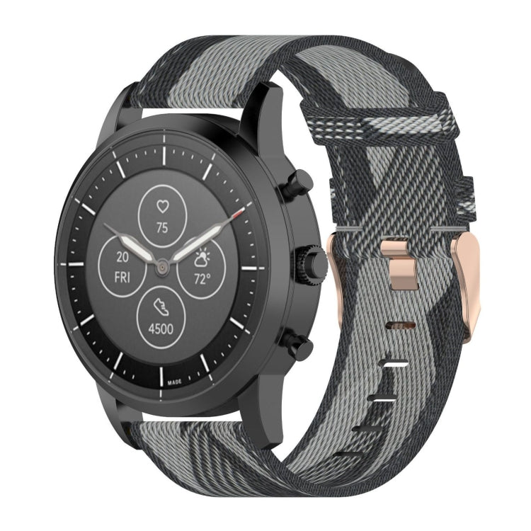 Cinturino per orologio con cinturino da polso in nylon con trama a righe da 22 mm per Fossil Hybrid Smartwatch HR, maschio Gen 4 Explorist HR e sport